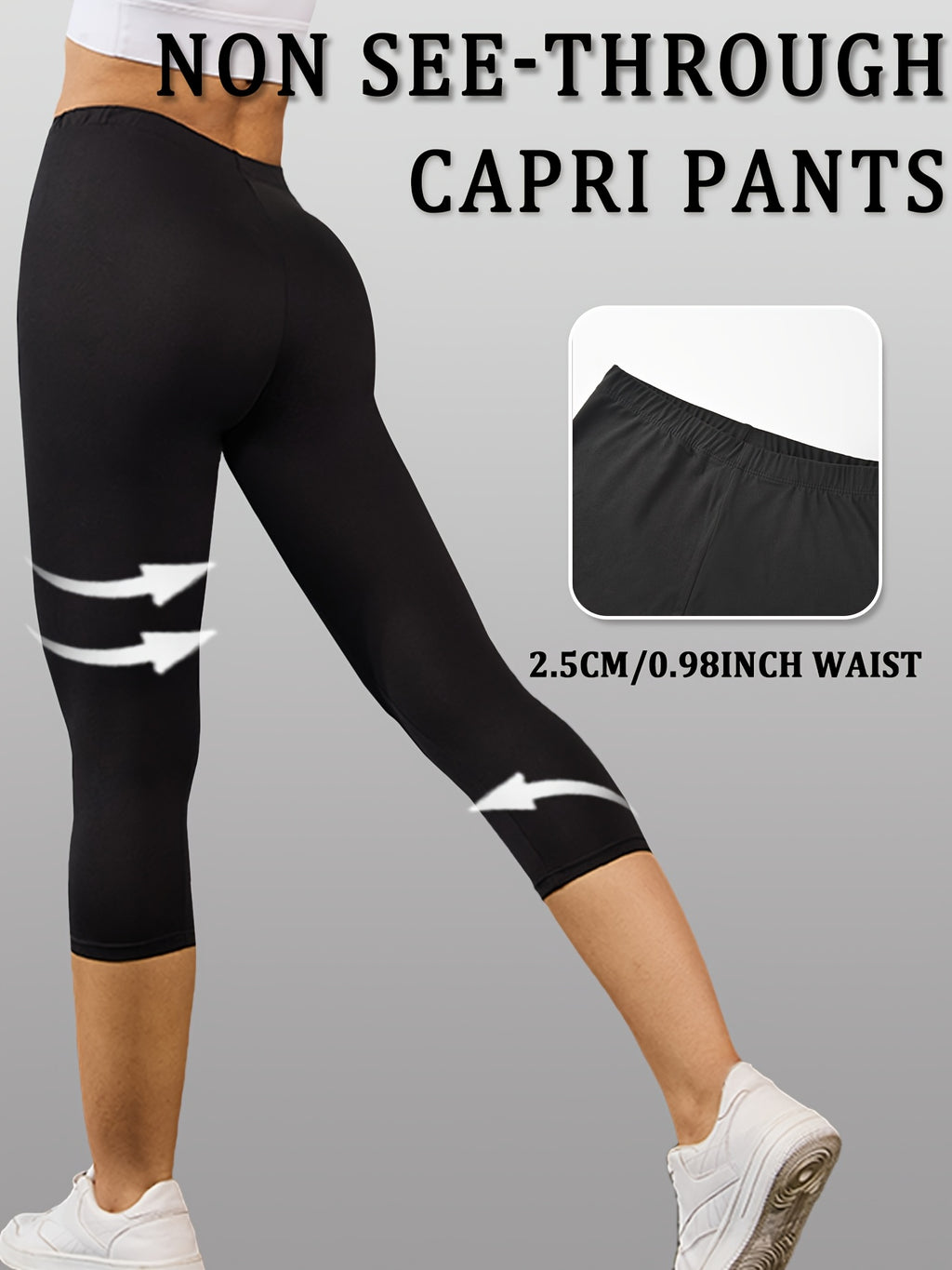Capri Pants for Women 5-Pack High Stretch No See-Through Skinny Fit Yoga Leggings Sports Workout Pants Soft Fabric Sizes XS-XXL Mixed Colors