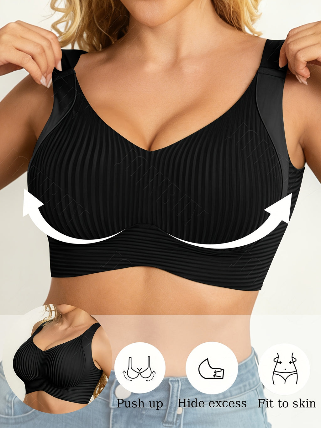 6-Pack Women's Seamless Sports Bras – V-Neck Backless Medium Support Bra with Removable Pads, 80% Polyamide High Elasticity for Running, Yoga & Daily Wear S-XXL