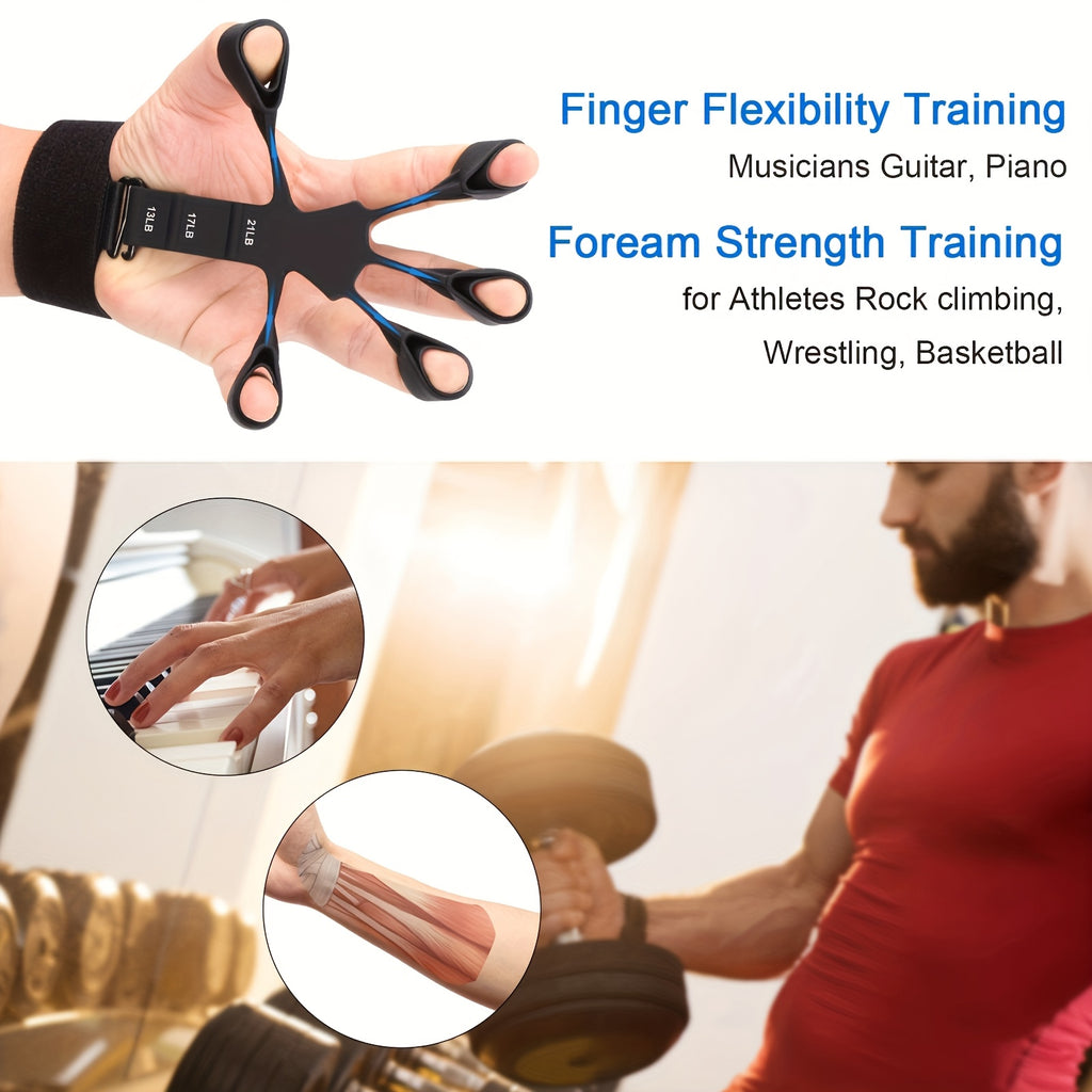 Hand Grip Strength Trainer 5Pcs – Adjustable Forearm Strengthener Finger Exerciser Stretcher Workout Ring & Hand Exercise Ball for Rock Climbing Fitness Musicians Athletes