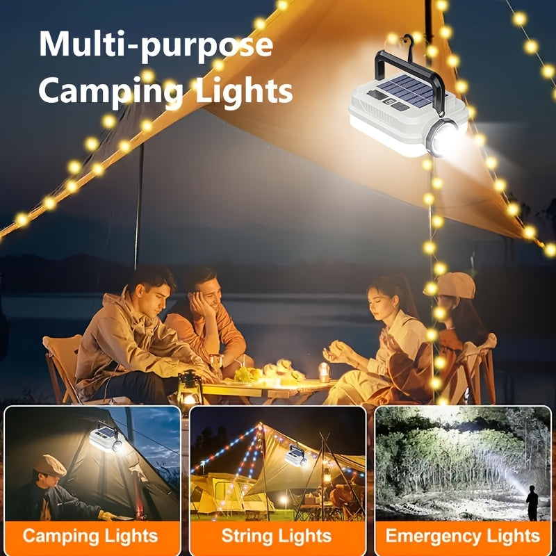 Solar Rechargeable Flashlight Ultra Bright – 3600mAh Lithium Battery, 8 Lighting Modes, Hidden Hook, Portable Camping Flashlight for Camping, Climbing, Fishing & Emergency, Great Gift for Men