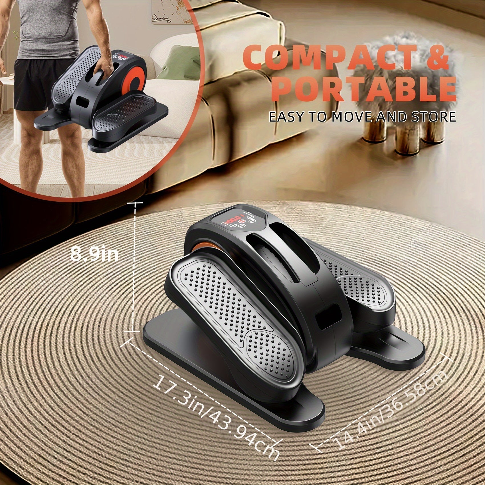 Under Desk Elliptical Machine Fully Assembled, Quiet Portable Seated Pedal Exerciser with Remote Control & 12 Adjustable Speeds for Home Office Workout, Mini Elliptical Foot Pedal Machine