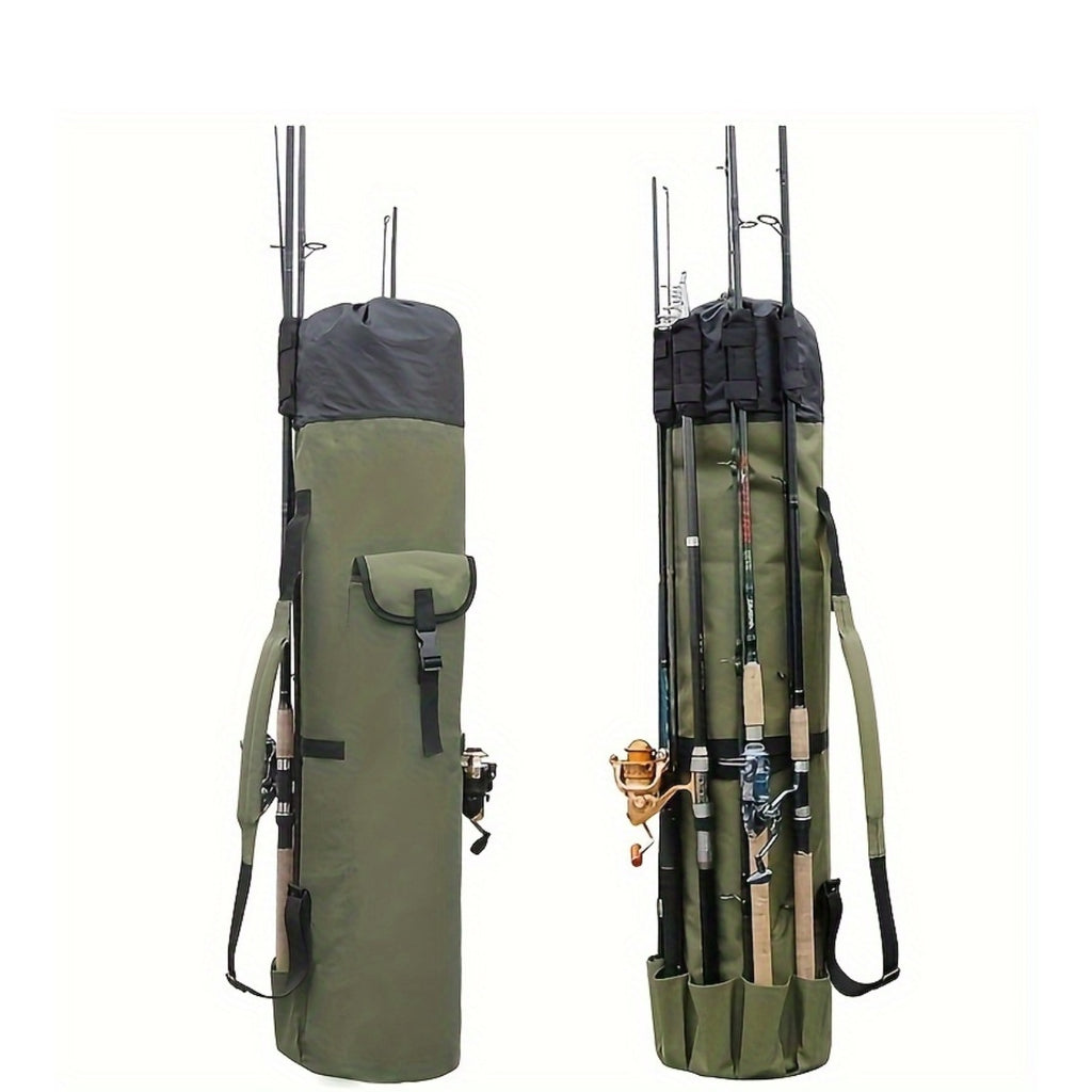 Fishing Rod Bag Large Capacity Foldable Multifunctional Gear Carrier Case with Two Lead Weights Durable Freshwater Saltwater Rod Holder Handbag Fishing Gift