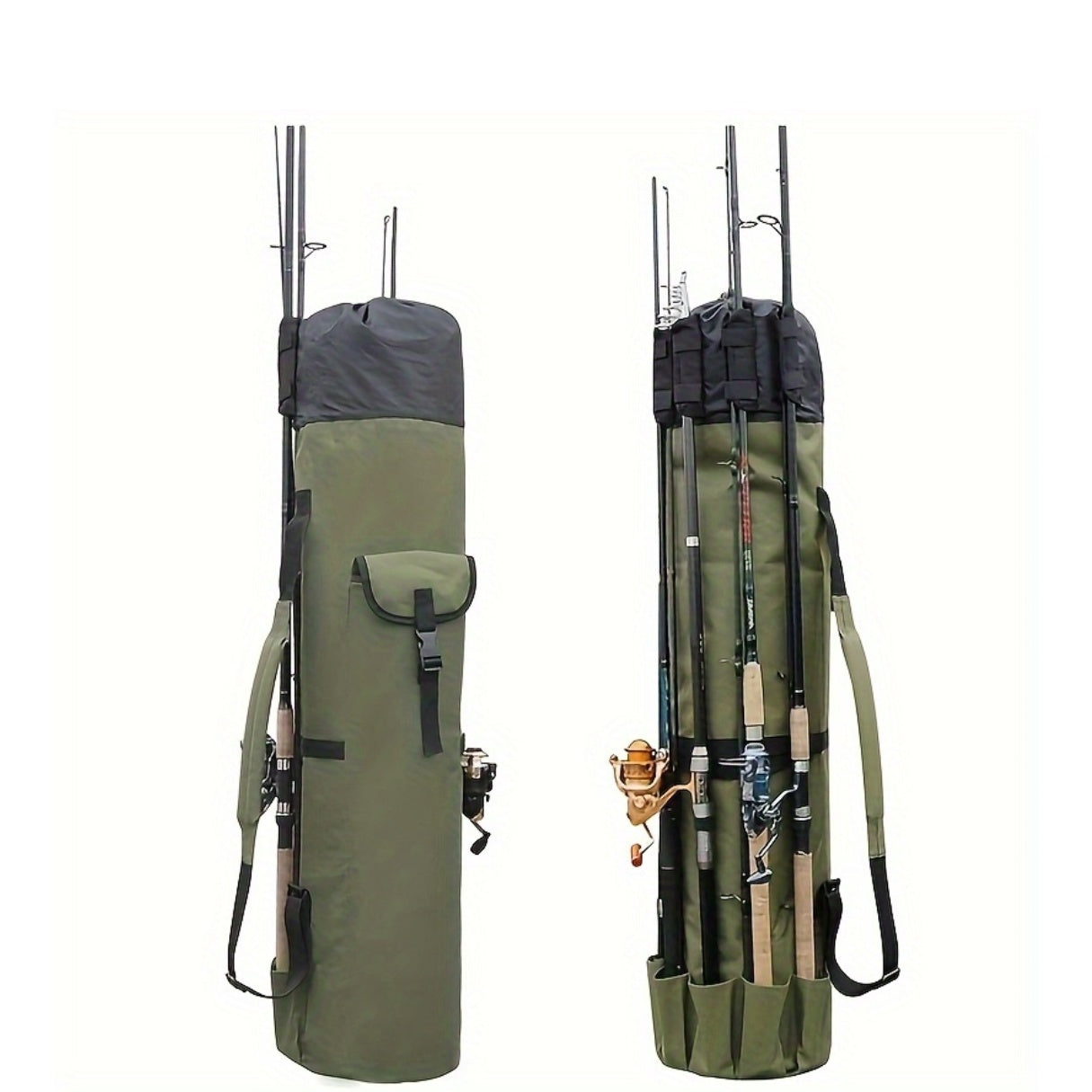 Fishing Rod Bag Large Capacity Foldable Multifunctional Gear Carrier Case with Two Lead Weights Durable Freshwater Saltwater Rod Holder Handbag Fishing Gift