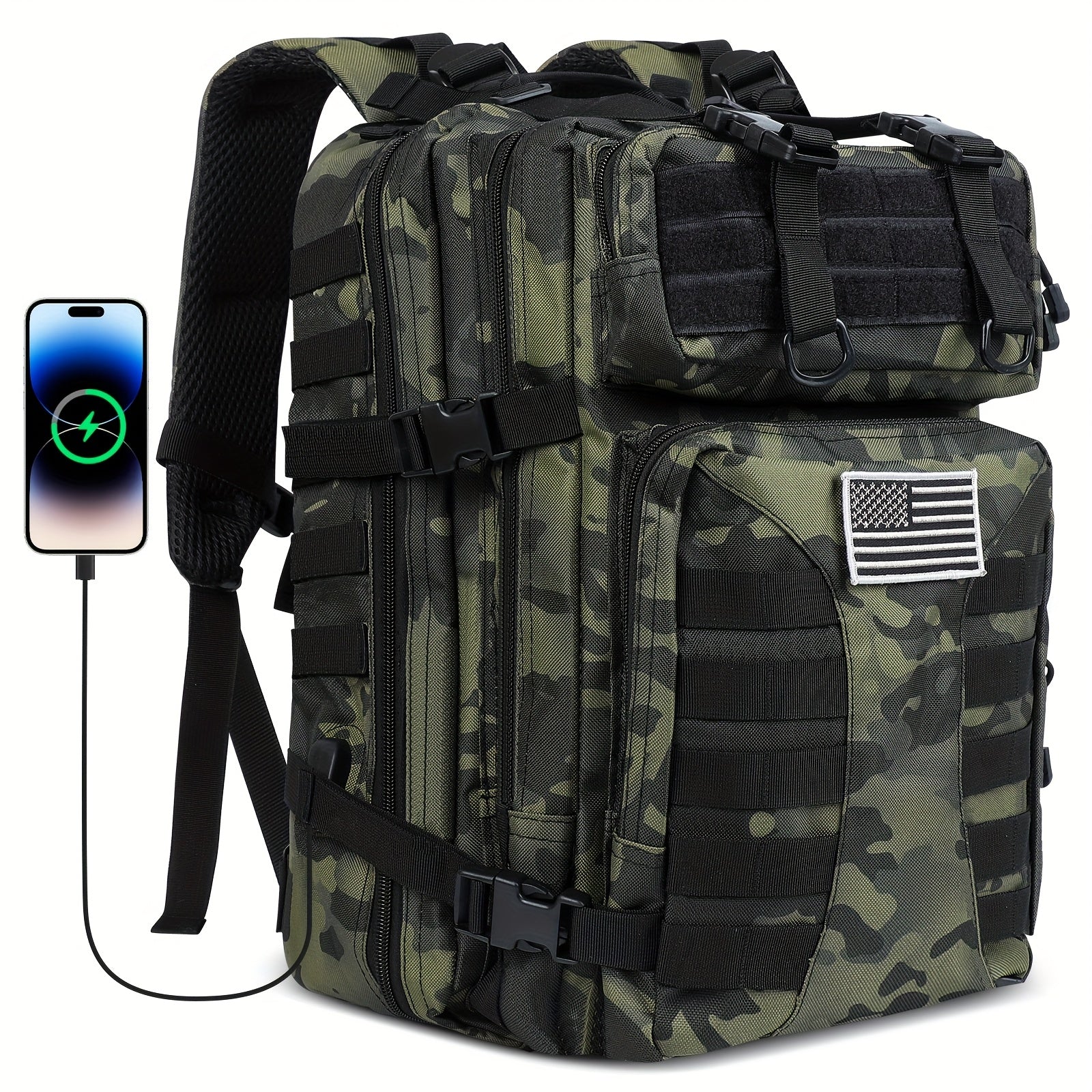 Tactical Backpack 50L (13.21 Gal) – High Capacity Unisex Military Bag for Camping, Hiking, Hunting, Fishing & Travel, Multiple Color Options with Optional Storage Bag
