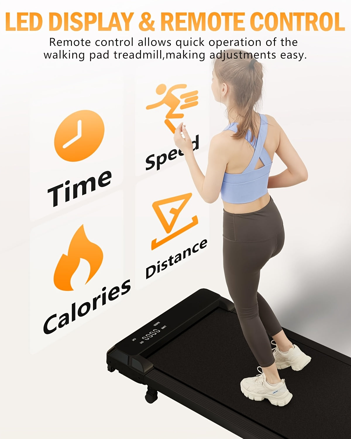 Foldable Treadmill Walking Pad with Incline & Handles – 300 Lbs Capacity, Portable Under Desk Compact Design for Home Gym & Office, Quiet Low-Impact Cardio Machine