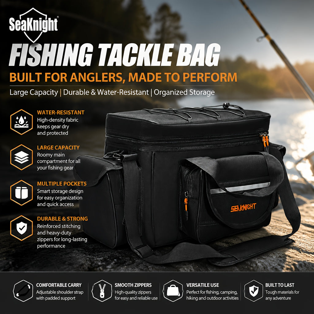 Fishing Tackle Bag Camouflage Durable Nylon Shoulder Carry Fishing Gear Bag for Hiking Travel Lure Storage Organizer