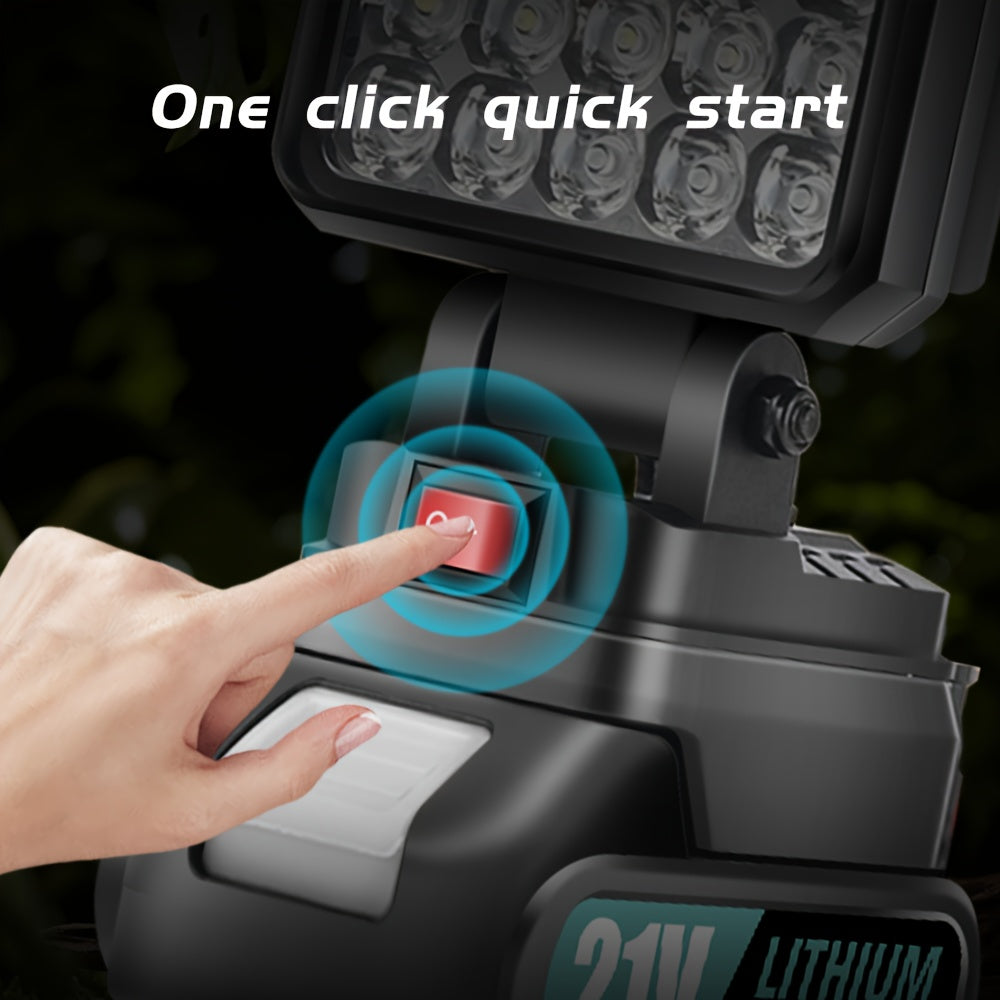 Makita 21V Battery LED Work Light – Portable Camping Lantern & Jobsite Flashlight, IP4X Water Resistant, High Brightness, Emergency Power Outage Light for Hiking & Outdoor Use