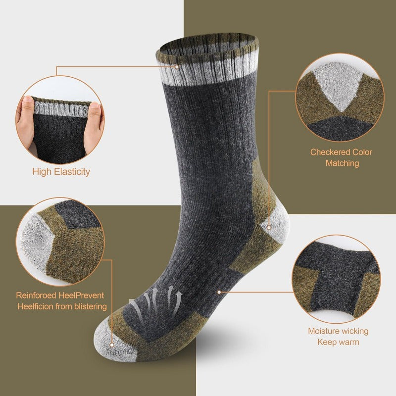 Wool Socks for Men 5 Pairs Extra Thick Thermal Winter Crew Socks Heavy Duty Cold Weather Boot Socks Size 7-13 Multicolor Gift Set