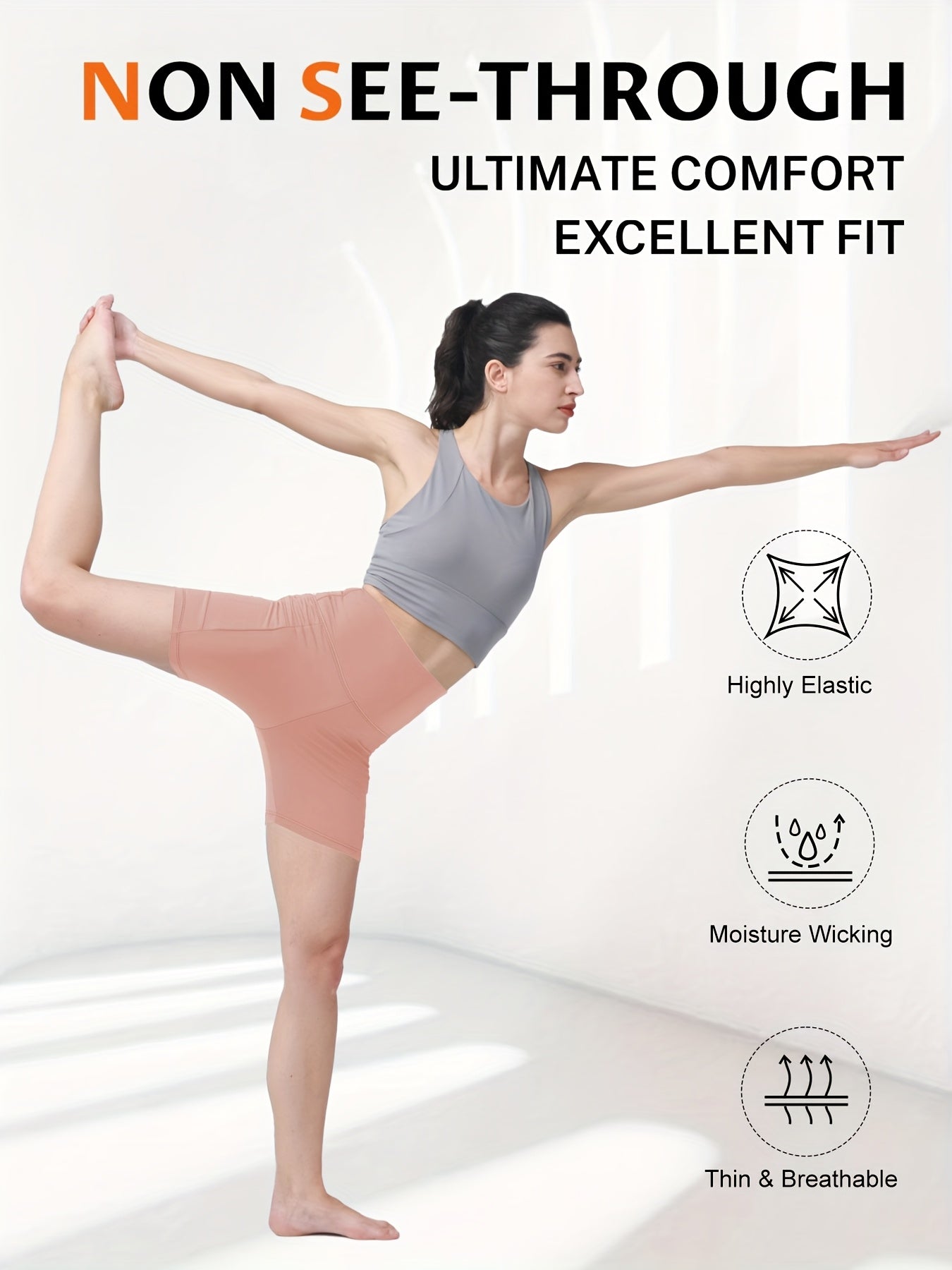 Women's High Waisted Yoga Shorts Butt Lifting Tummy Control, 88% Polyester Stretch Workout Shorts for Running Cycling Fitness, Casual Athletic Shorts Sizes S-XXL Black Dark Gray
