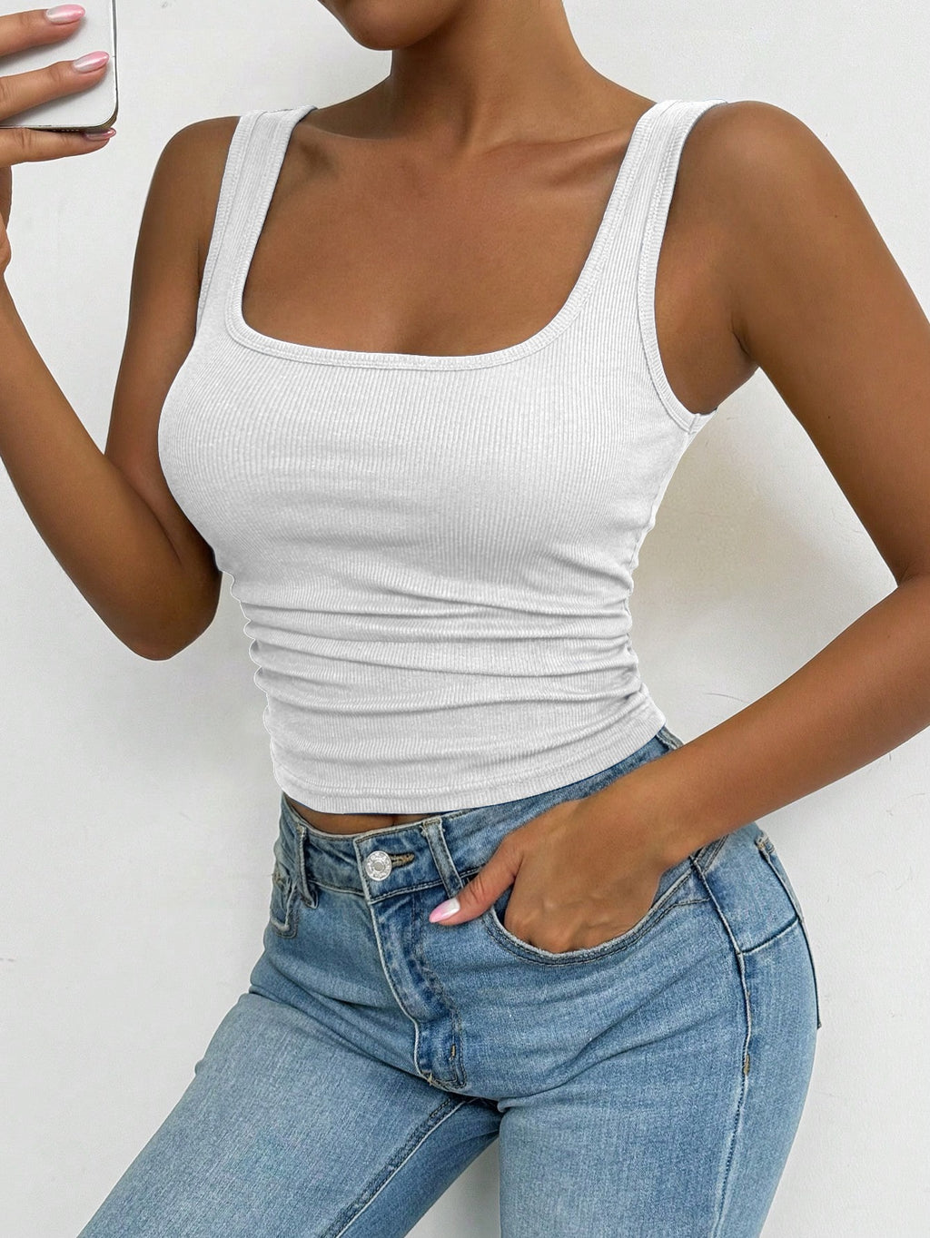 Women's Sleeveless Tank Top 4 Pack Fitted Crew Neck Pullover High Stretch Casual Bottoming Shirt Spring Summer Outdoor Mixed Colors S-XXL