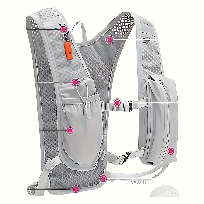 Breathable Hydration Vest Backpack for Running Cycling & Hiking – Lightweight Water Bag Sports Vest for Trail Marathon Triathlon Off-Road, Unisex Men & Women, Gray & Black