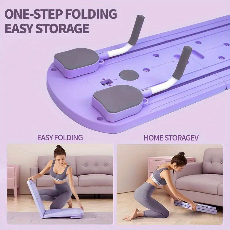 8-in-1 Foldable Pilates Board with Resistance Bands Home Gym Abdominal Workout Equipment Anti-Deformation PP Material Compact Storage Perfect Gift