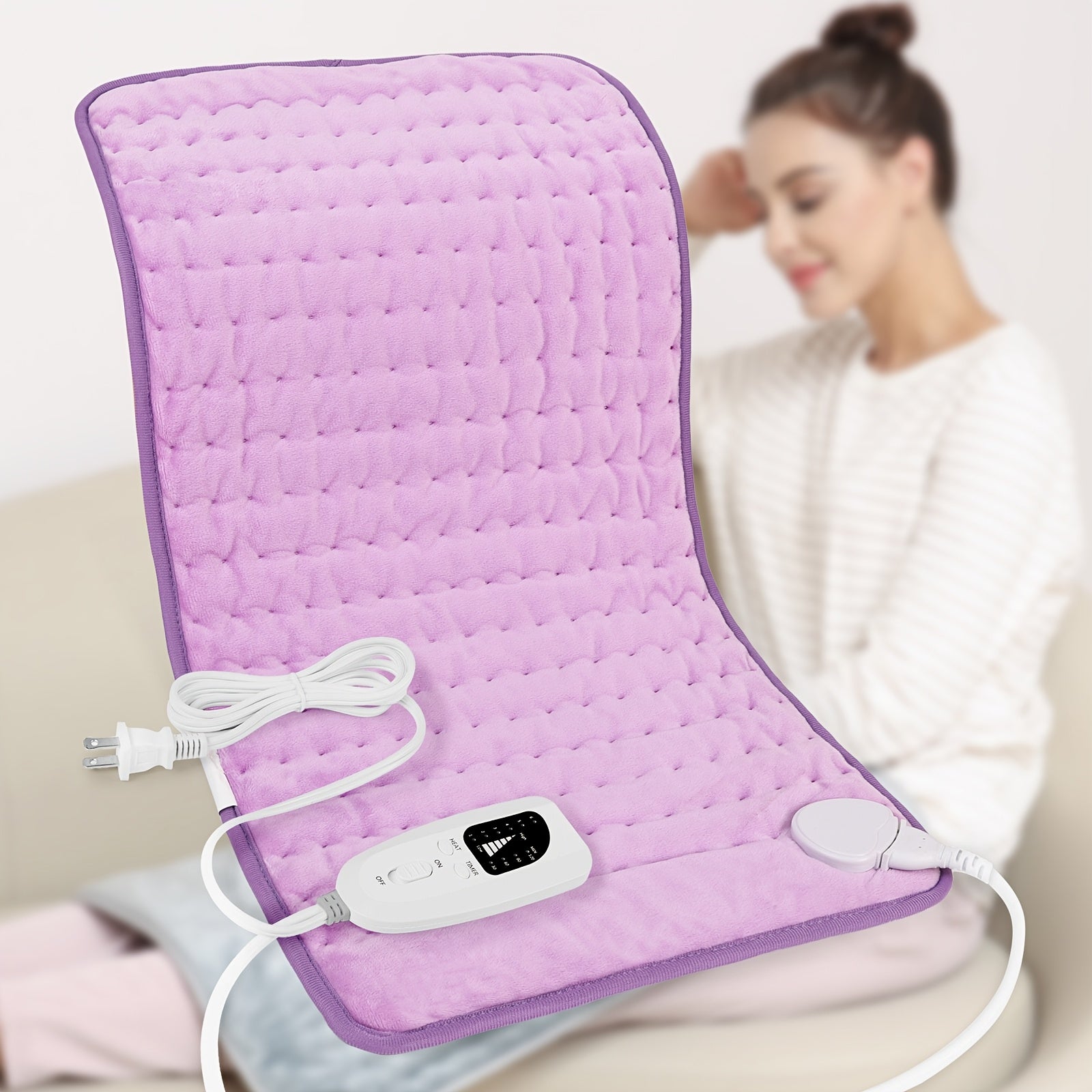Heating Pad for Back Neck Shoulders 24x12 – Wet & Dry Heat, 6 Levels to 140°F, 4 Timer Settings, Auto Shut-Off, Machine Washable | Soft Flannel Pad for Abdomen, Knee & Leg Pain Relief, Christmas Gift