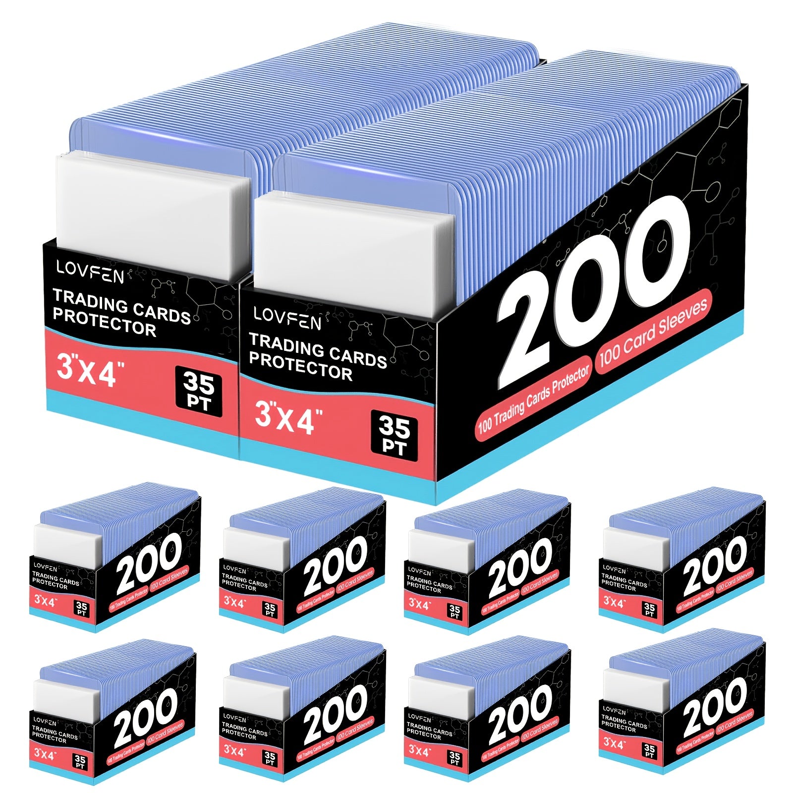 Card Top Loaders 3x4 + Penny Sleeves – Hard Plastic Trading Card Holders 100 200 500 1000 2000 Count for Baseball Football Basketball Pokémon Sports Cards