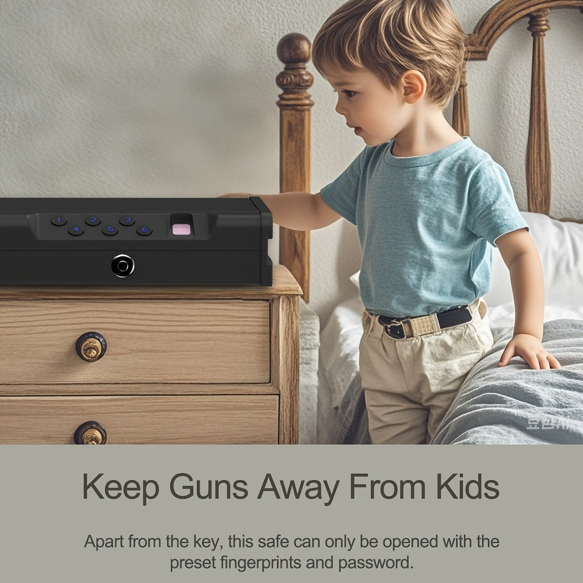 Fingerprint Pistol Safe Quick Access Handgun Safe Box for 2 Guns – Biometric Gun Safe with Backup USB-C, Bedside Car Nightstand Vault for Pistols Cash Documents