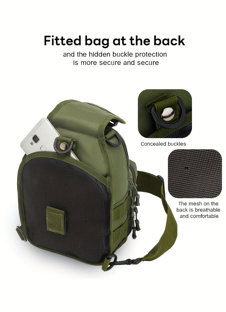 Men's Sling Bag Lightweight Crossbody Chest Pack, Multi-Pocket Shoulder Bag with Adjustable Strap for Cycling Hiking Travel EDC, Compact Outdoor Daypack for Men