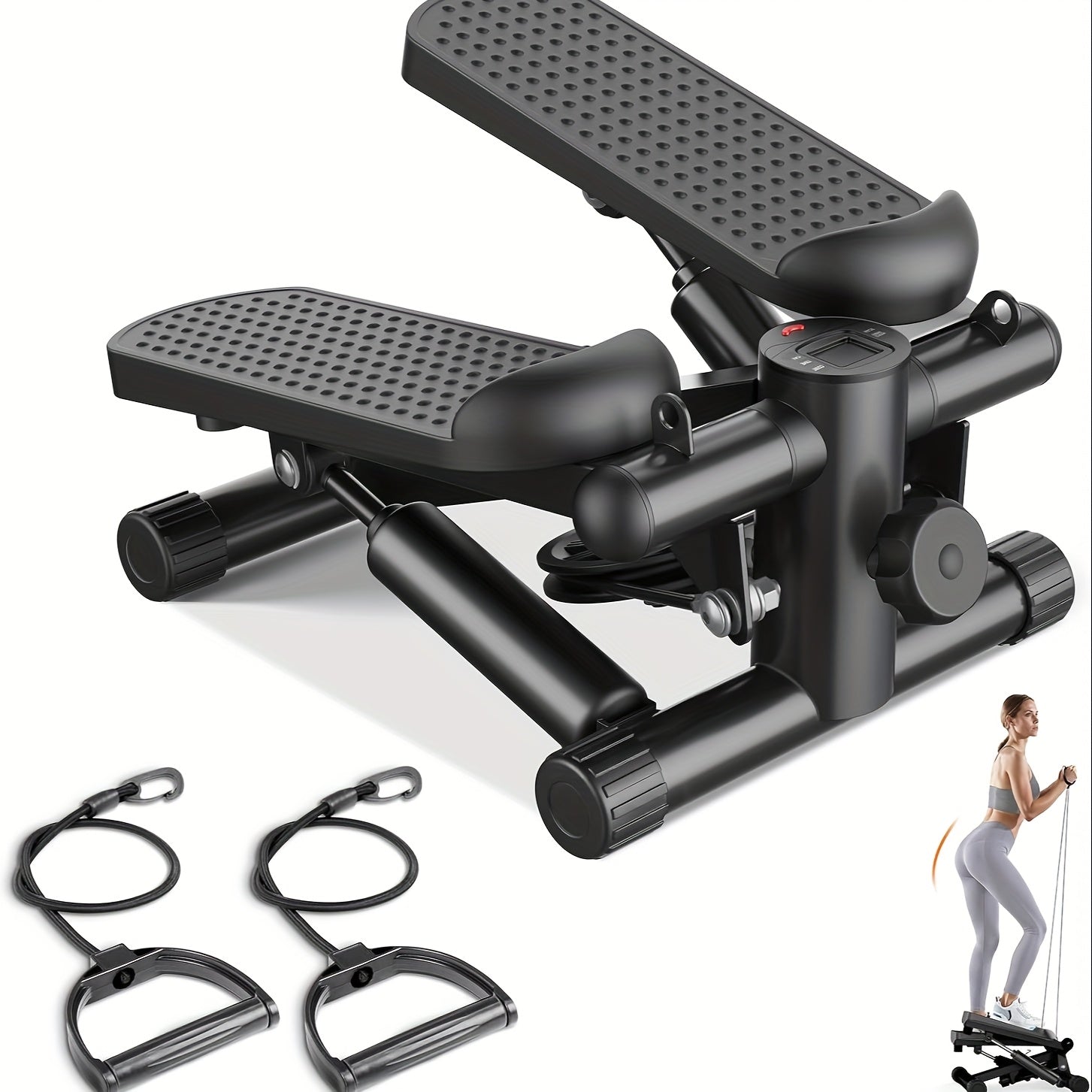 Stair Stepper Machine Mini Portable with Resistance Bands Twist Motion Full Body Workout 300LBS Compact Home Gym Cardio for Men Women
