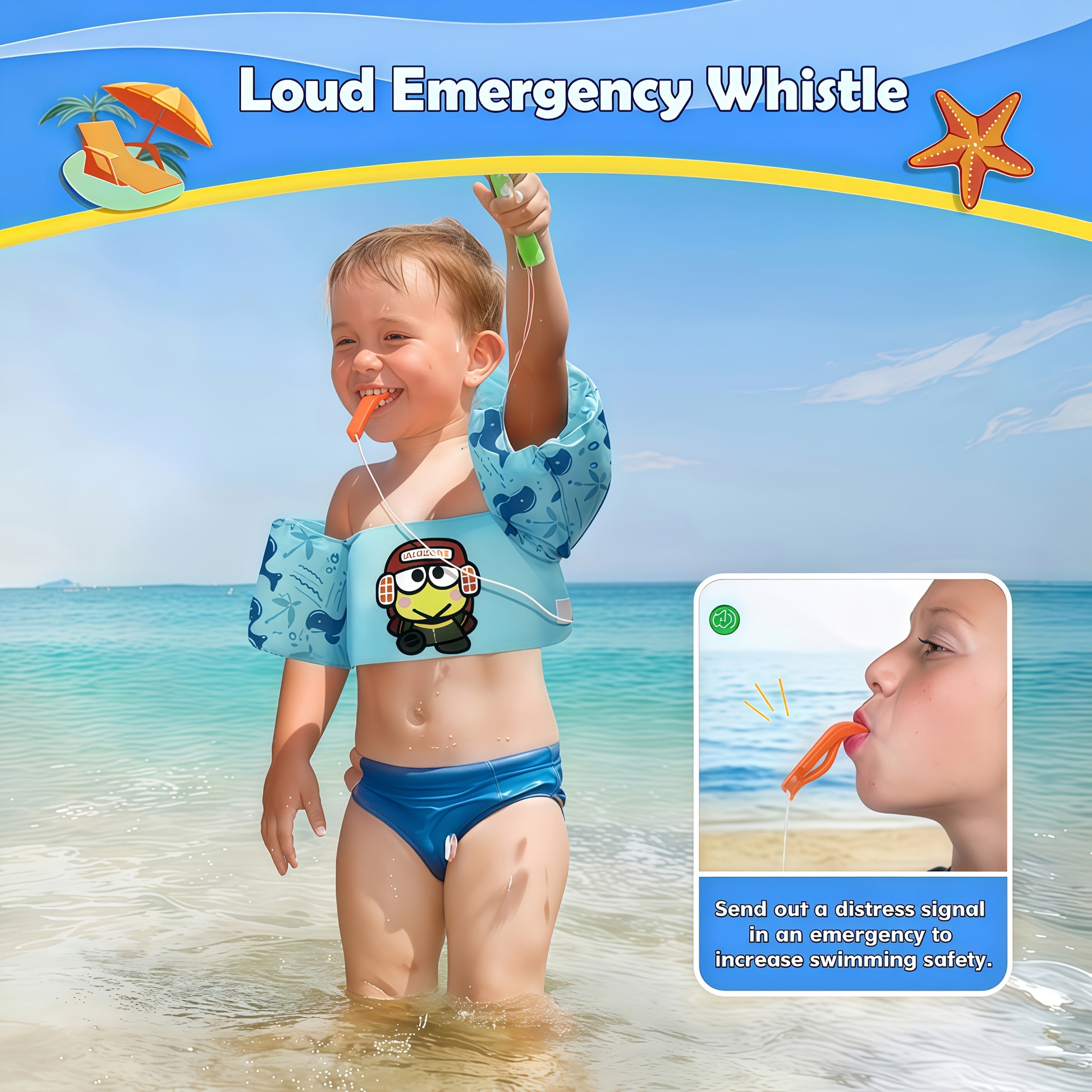 Kids Swimming Vest Toddler Floaties 20-50 lbs - Cute Cartoon Swim Jacket with Adjustable Strap - Baby Arm Float Water Wing Swim Aid for Boys Girls Ages 2-6 - Beach Pool Swimming Safety Vest