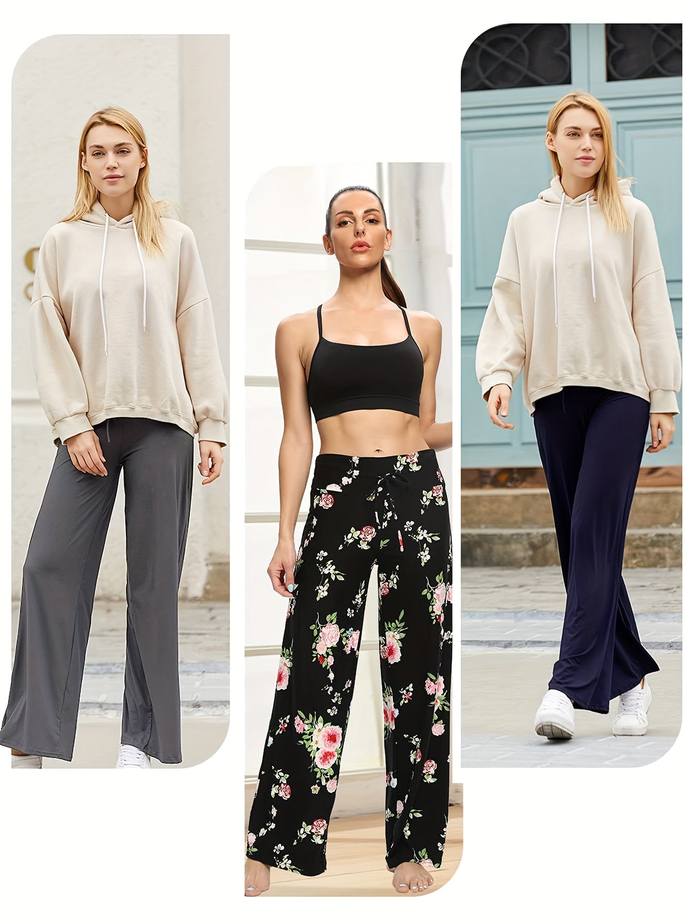 4-Pack Women's Wide Leg Palazzo Pants – High Waist Stretchy Casual Beach Lounge Pants, Loose Flowy Dress Pants for Women, S-XXL, Black & Mixed Colors