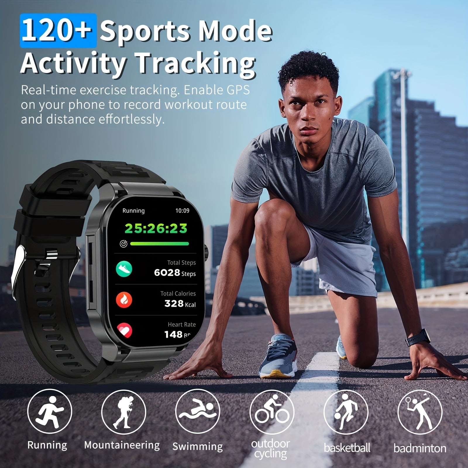 Smartwatch with 2.1" HD Full-Screen Display – 123+ Sports Modes, Bluetooth 5.3, Wireless Calls, AI Voice, 400mAh Battery, Fitness Tracker for Men & Women, 3 Colors