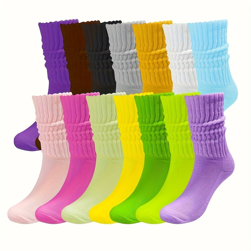 Women's High Calf Socks 36 Pair Bulk Pack – Breathable Quick-Dry Moisture-Wicking Mid-Calf Crew Socks for Everyday Casual Office Wear Soft Cushioned Sole Pastel Vibrant Colors Polyester Knit Machine Washable Gift Idea