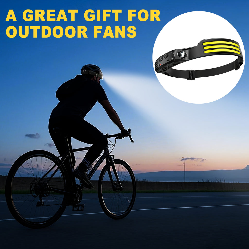 Motion Sensor Headlamp USB Rechargeable – IP54 Waterproof Super Bright LED Head Lamp with 5 Light Modes for Camping, Hiking, Running & Fishing | 1, 2 or 3 Pack