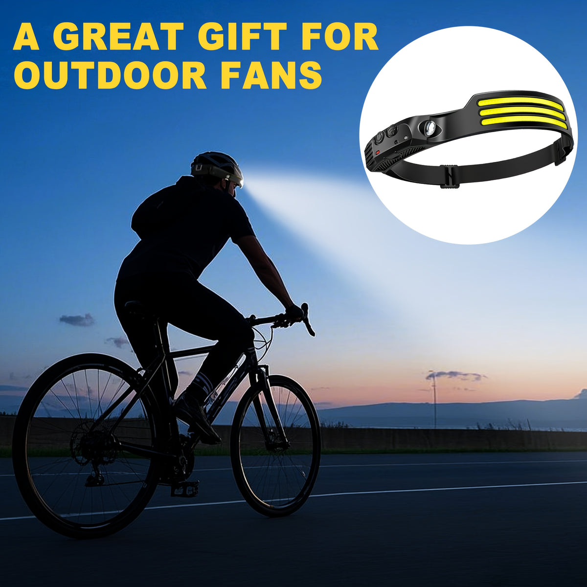 Motion Sensor Headlamp USB Rechargeable – IP54 Waterproof Super Bright LED Head Lamp with 5 Light Modes for Camping, Hiking, Running & Fishing | 1, 2 or 3 Pack