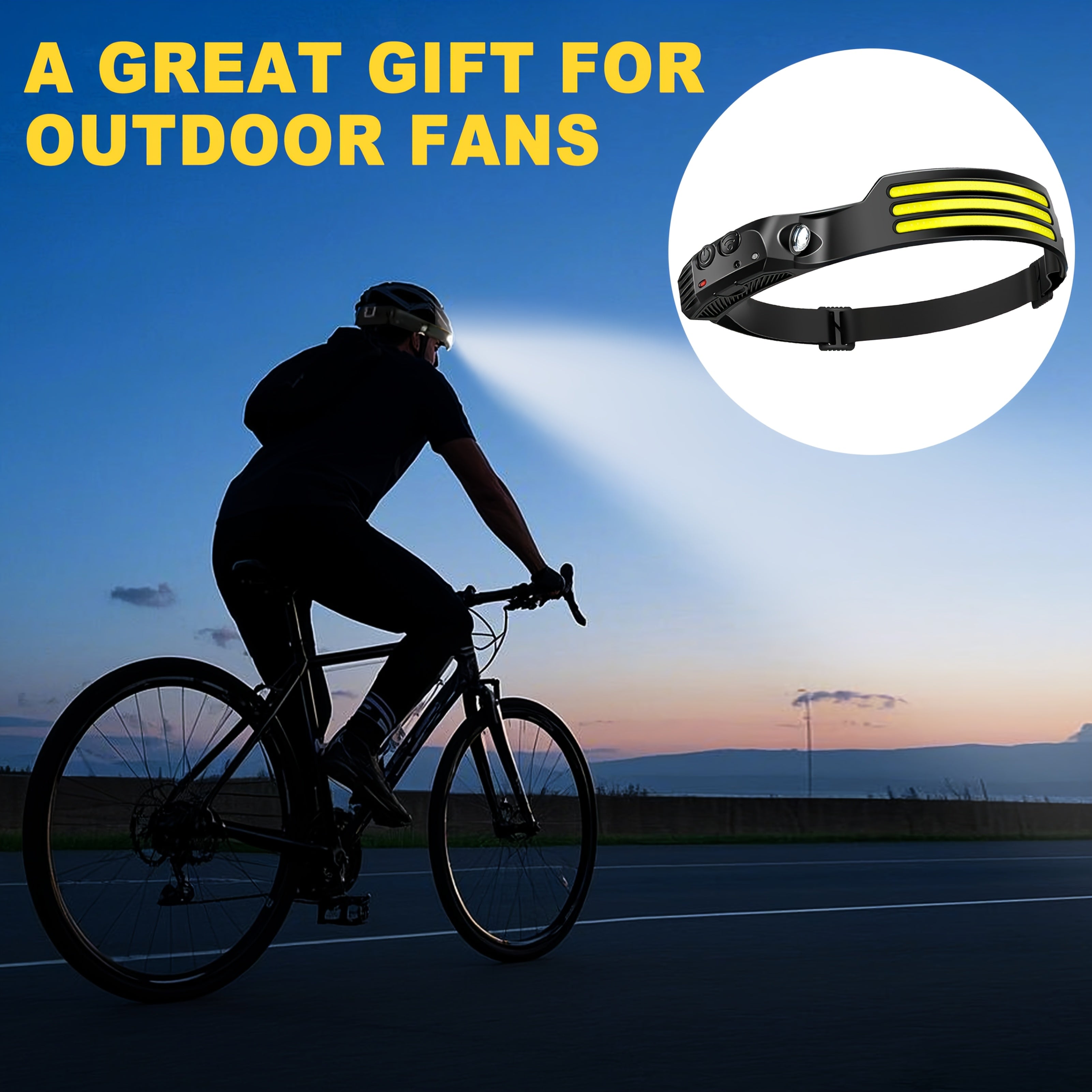 Motion Sensor Headlamp USB Rechargeable – IP54 Waterproof Super Bright LED Head Lamp with 5 Light Modes for Camping, Hiking, Running & Fishing | 1, 2 or 3 Pack