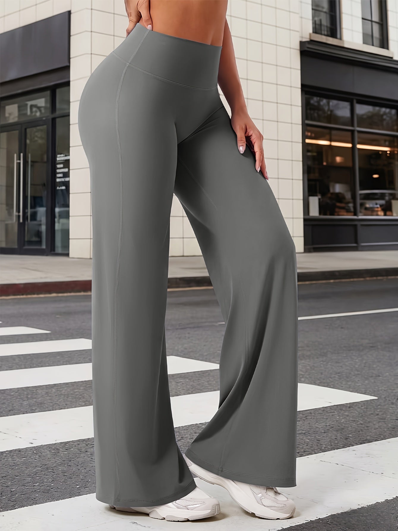 Women's Loose Straight Leg Yoga Pants – Breathable Soft Fabric Relaxed Fit Casual Lounge Trousers for Yoga, Workout, Home & Everyday Wear | S-XL | Chestnut, Cyan, Grey, Black