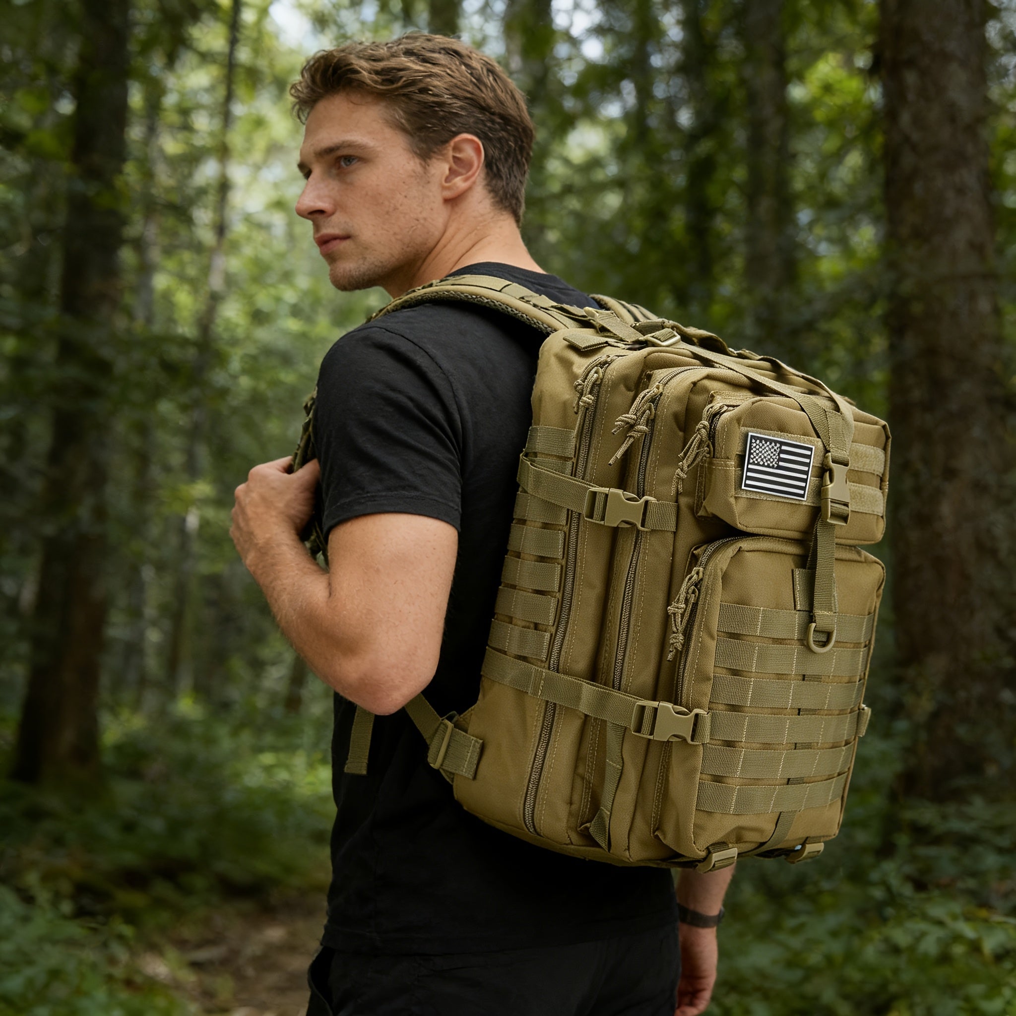 Tactical Backpack 45L MOLLE Rucksack 900D – 17" Laptop Compartment Multi-Pocket Expandable 3-Day Pack for Hiking Camping Traveling – Military Style Daypack Gift for Men Dad
