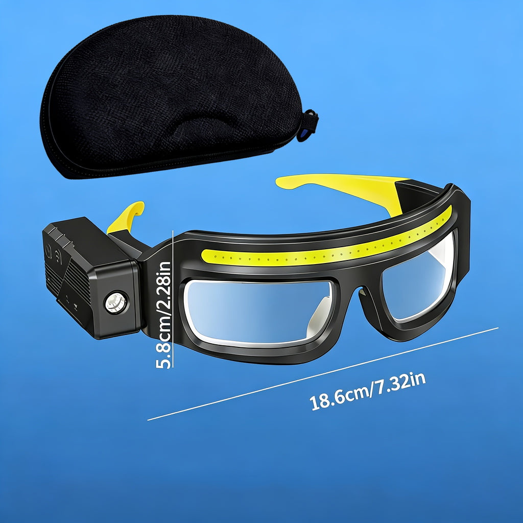 LED Headlamp Head Torch with Rotatable Beam Adjustable Brightness Strobe Mode for Night Running Cycling Fishing Camping Glasses Light Head Mounted Flashlight Yellow Blue