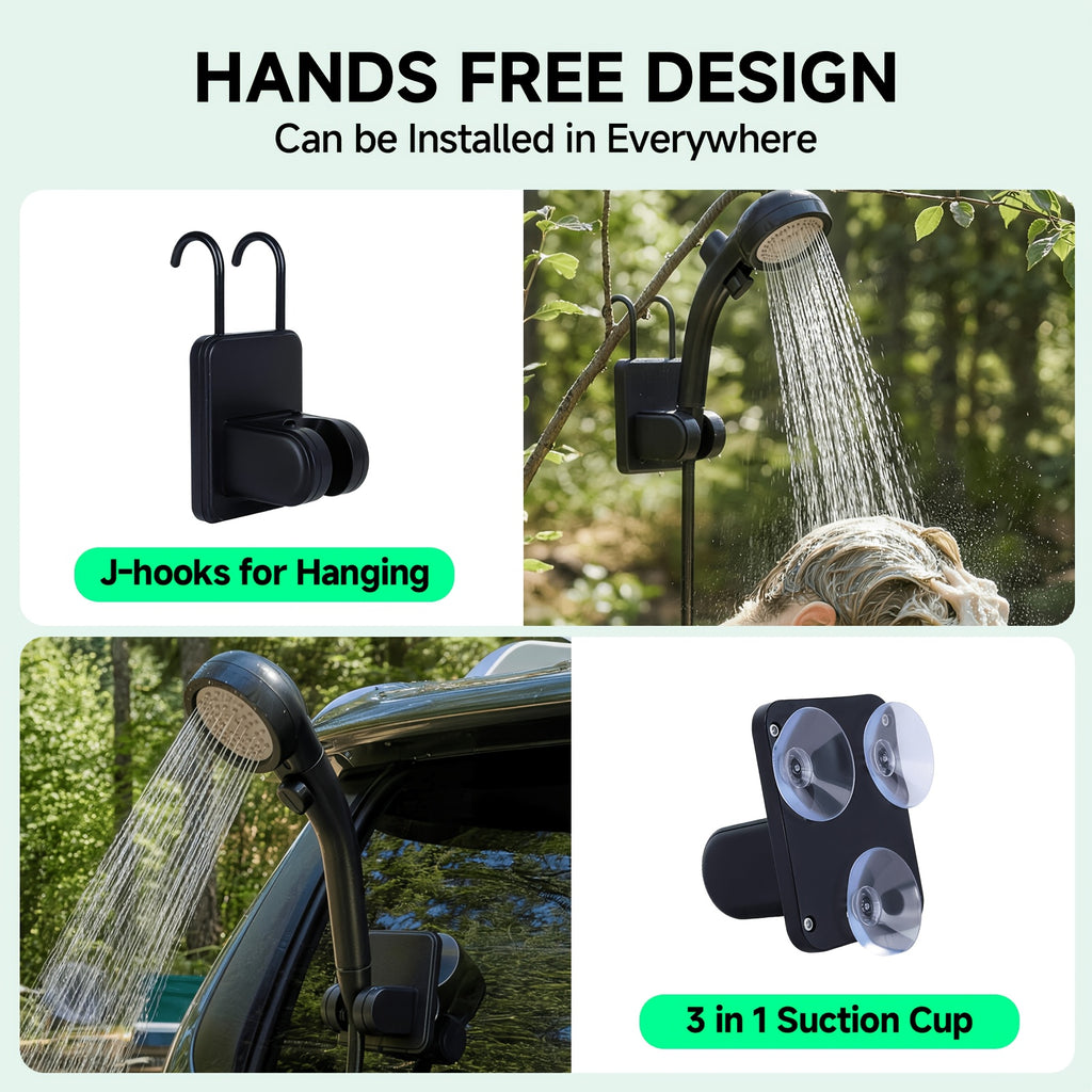 Portable Camping Shower 6000mAh Rechargeable Pump – IPX7 Waterproof, 4 Spray Modes, Outdoor Shower Kit for Camping Hiking Beach Pet Car Washing, Gift for Outdoors Lovers