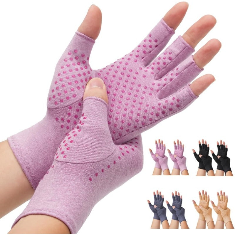 Fingerless Compression Gloves Breathable Non-Slip for Arthritis Joint Pain Relief Typing Gardening Cycling Gym Workout for Men and Women S M L XL Black Grey Purple Coffee
