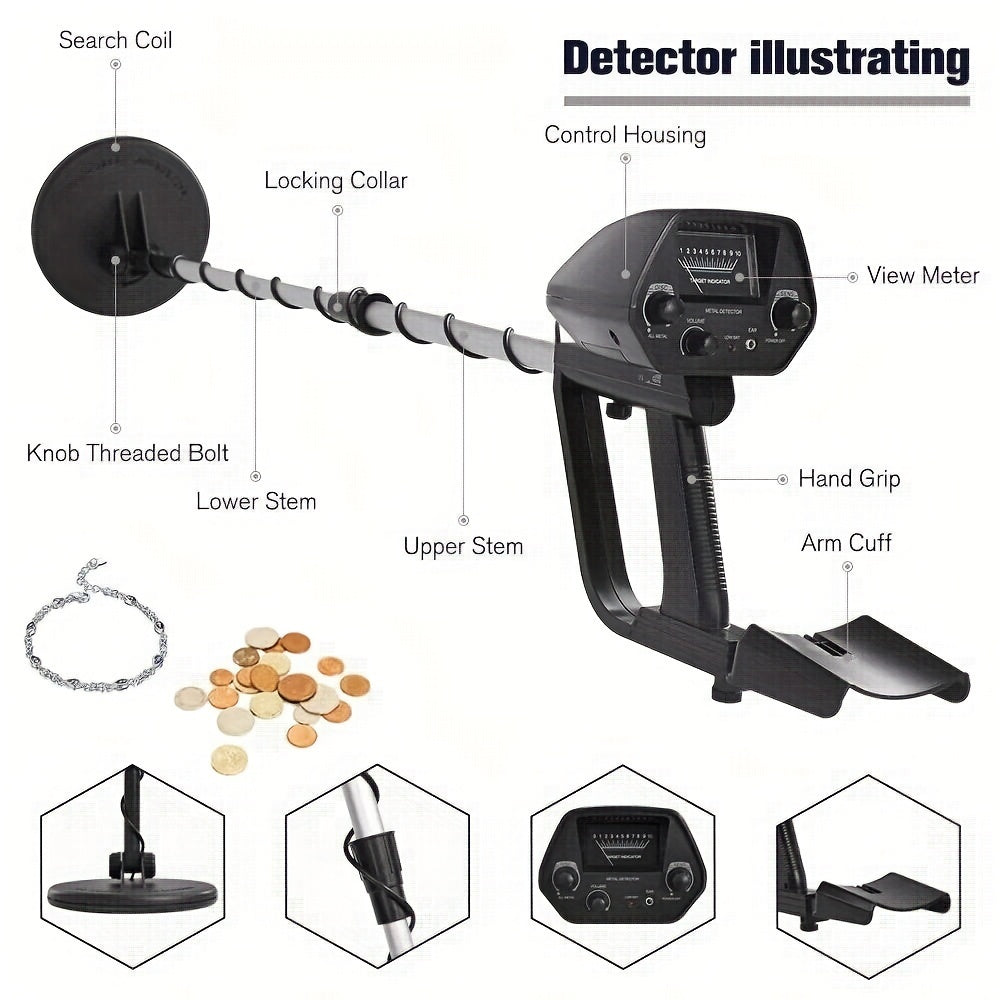 Metal Detector for Adults Kids - LCD Deep Search Waterproof Coil Treasure Hunter, High Sensitivity Gold Coin Jewelry Finder, Adjustable Stem, Beginner & Pro