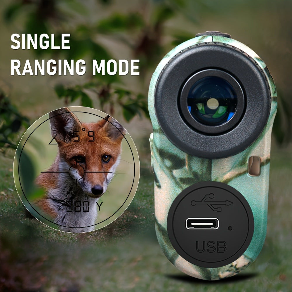 1000M Laser Rangefinder Golf Hunting Rangefinder Monocular Slope Compensation Flagpole Lock Speed Scan Mode USB Rechargeable Camouflage Outdoor