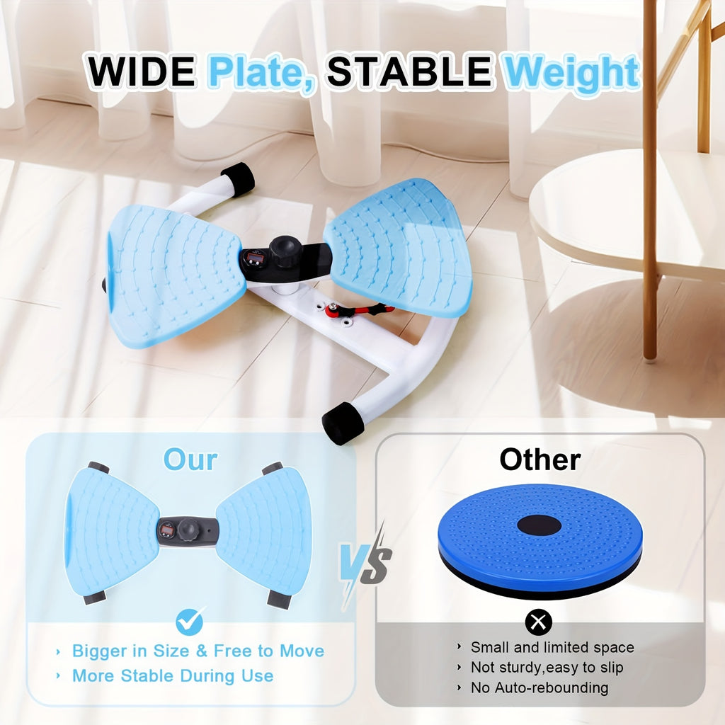 Waist Twisting Board Ab Twister Exercise Machine 360LBS Noiseless Home Gym Digital Display Tracks Time Reps Calories with Figure-8 Resistance Band for Core Workout