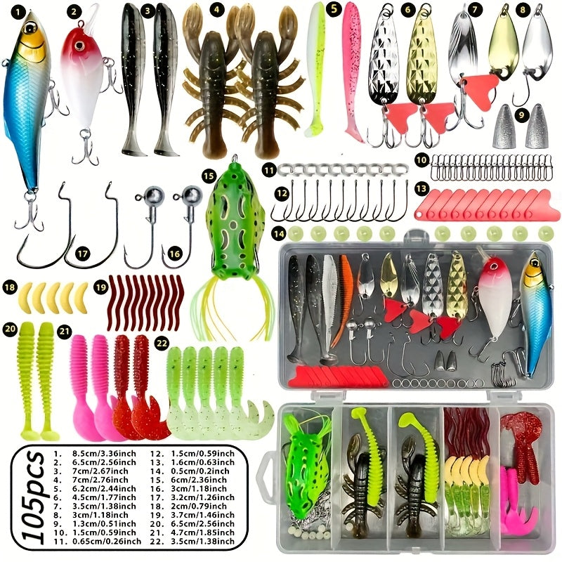 Fishing Tackle Set Complete Kit 83–409 Pcs with Spinnerbaits Crankbaits Jig Heads Sinkers & Hooks – Freshwater Fishing Lure Assortment with Carry Case – Ultimate Starter Kit for Bass Trout Fishing
