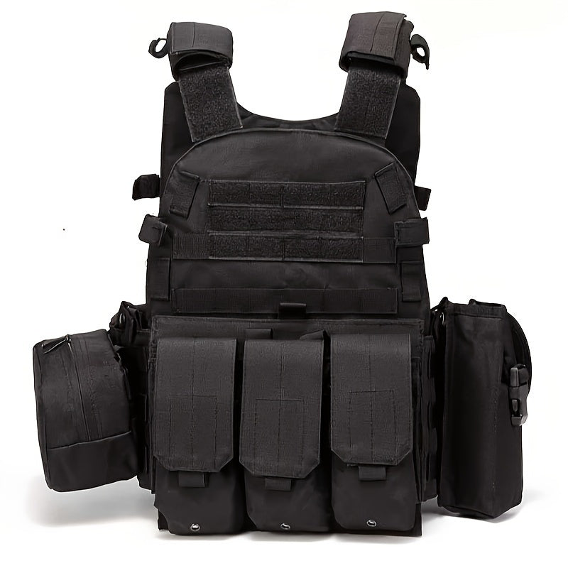 Tactical MOLLE Vest 6094 Multi-Functional Plate Carrier for Men - Outdoor Combat Training CS Airsoft Paintball Hunting Vest - Adjustable Military Green Black Army Green Brown Mud Color