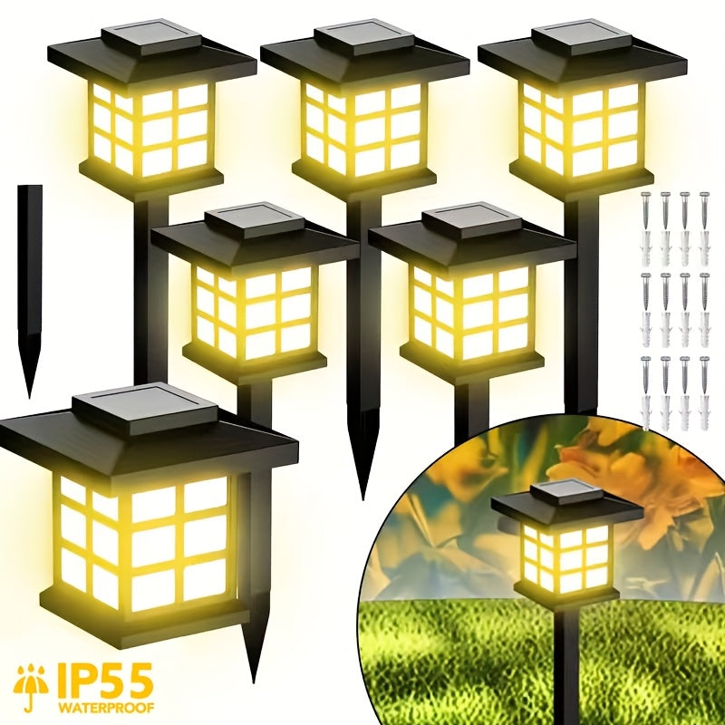 Solar Pathway Lights Outdoor IP55 Waterproof LED 10-Hour Runtime – Garden Driveway Landscape Stake Lights Auto Dusk-to-Dawn – Warm White & Color-Changing – 6 12 24 Pack