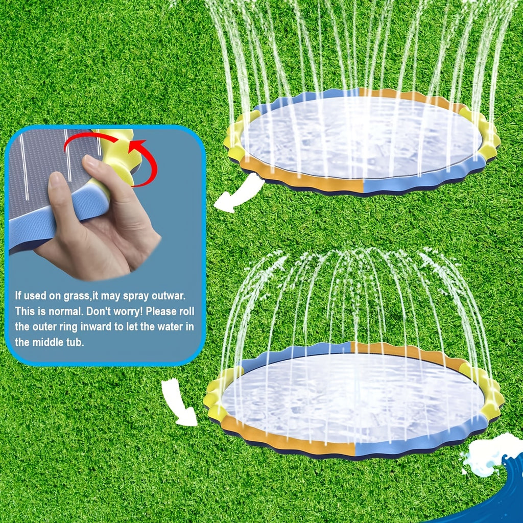 Splash Pad for Kids & Dogs Extra Large Non-Slip Outdoor Water Sprinkler Mat - 90.5" or 124" Thickened PVC Backyard Water Toy for Toddlers, Children & Pets Summer Backyard Fun