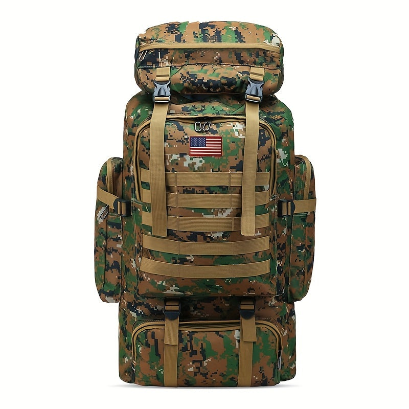 Tactical Hiking Backpack 80L Large Capacity – 3-Day Assault Pack, Molle System, Oxford Fabric, Unisex for Hiking, Camping, Hunting & Travel | Black, Camo, Desert, Gray, Khaki, Green