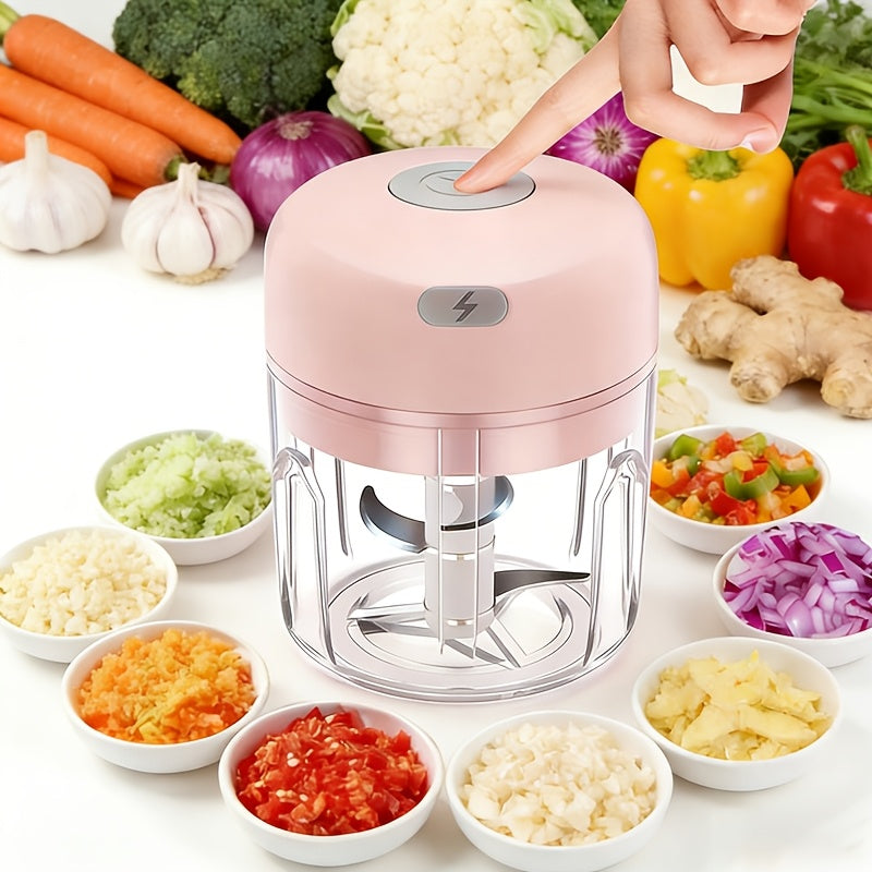 Mini Food Processor Cordless Rechargeable USB Electric Food Chopper with Meat Grinder Blade – Portable Vegetable Cutter Garlic Crusher Fruit Grinder for Kitchen