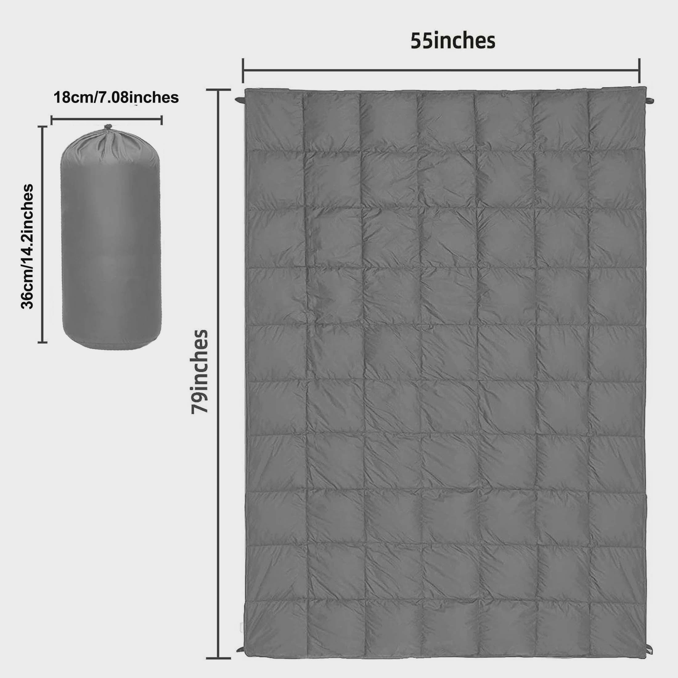 Camping Blanket Puffy Waterproof Foldable Lightweight Warm Outdoor Blanket with 3D Eye Mask for Camping Hiking Travel Stadium Beach 55x79in