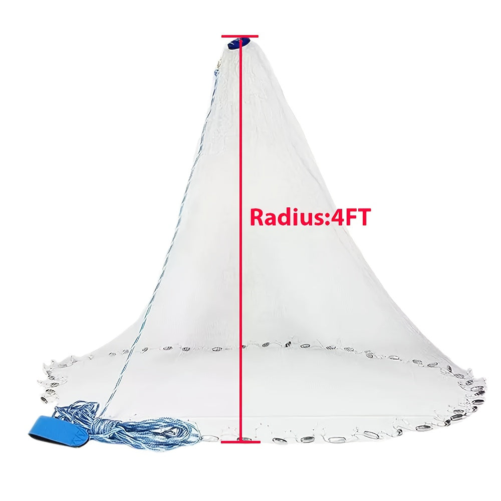 Cast Net for Fishing 8FT 10FT Easy Throw Copolymer Monofilament Mesh Zinc Sinkers 1.3cm Mesh 240 300 Steel Drop Saltwater Freshwater Bait Trapping Beginners Experts