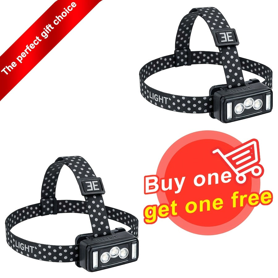 LED Headlamp 1200 Lumen Rechargeable 8 Modes with Red Light Sensor Headlight for Camping Hiking Fishing Cycling Emergency Work Light