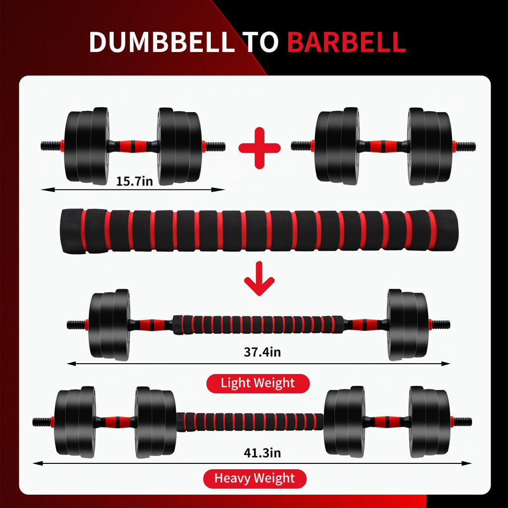 Adjustable Dumbbell Set with Barbell & Bumper Plates for Home Gym Strength Training – 22LB & 44LB Free Weights for Men & Women