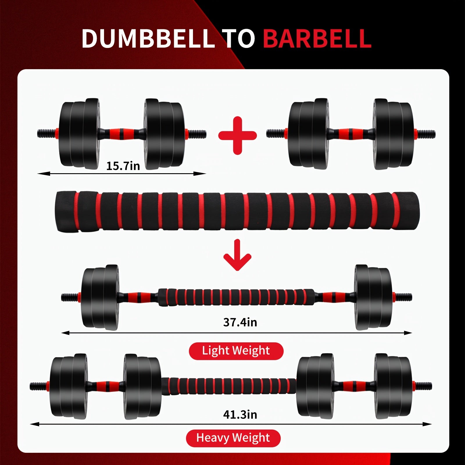 Adjustable Dumbbell Set with Barbell & Bumper Plates for Home Gym Strength Training – 22LB & 44LB Free Weights for Men & Women