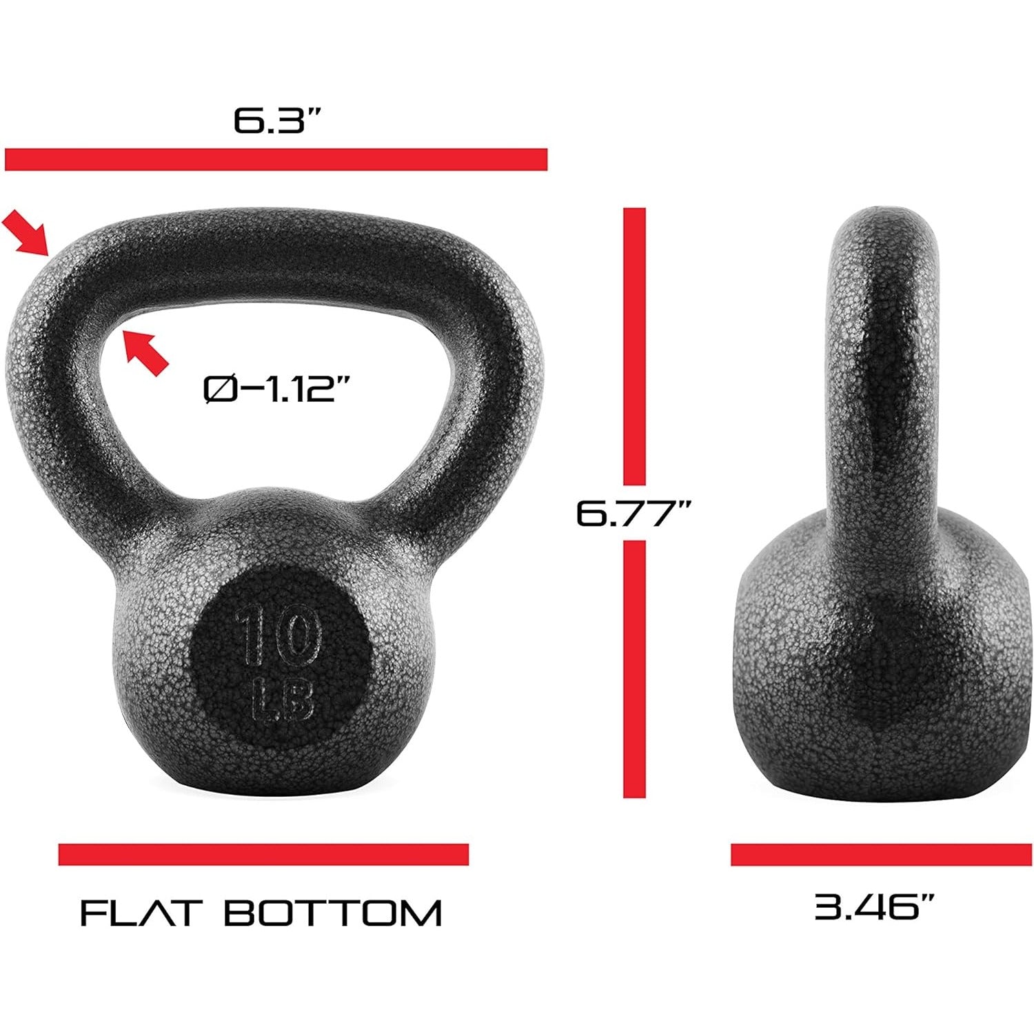 Cast Iron Kettlebell 10 25 35 50 70 LB Hammerstone Painted Flat Bottom Wide Handle – Home Gym Strength Training CrossFit HIIT Full Body Workout Weight