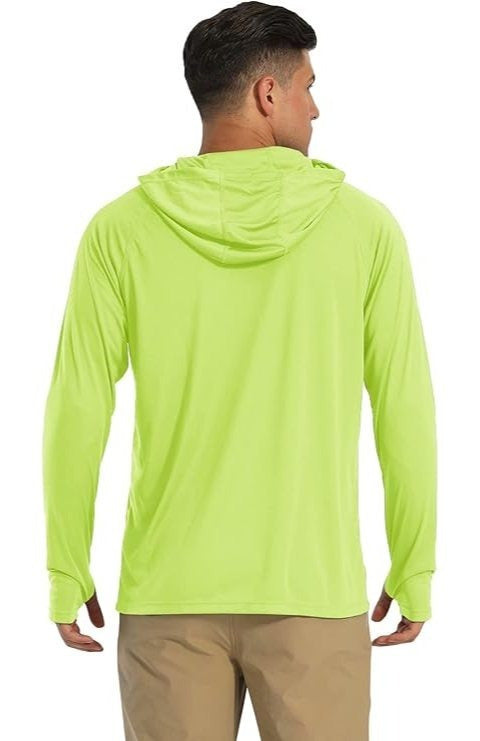 UPF 50+ Sun Protection Hoodie Shirt for Men 3-Pack Long Sleeve Moisture-Wicking Quick Dry Breathable Lightweight Performance T-Shirt for Hiking Fishing Running Outdoor Workout S-XXXL