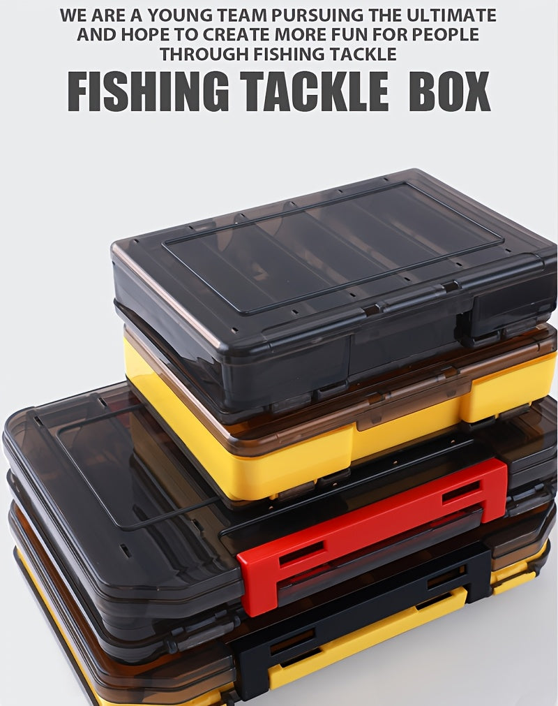 Fishing Lure Tackle Box Dual-Sided 14 Compartments – Portable ABS Lure Organizer for Minnow Pencil Squid Crankbait Hard Baits Freshwater Saltwater – Tangerine & Blue
